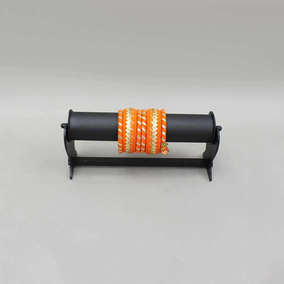 Gota Lace-Embellished Orange Thread Bangles