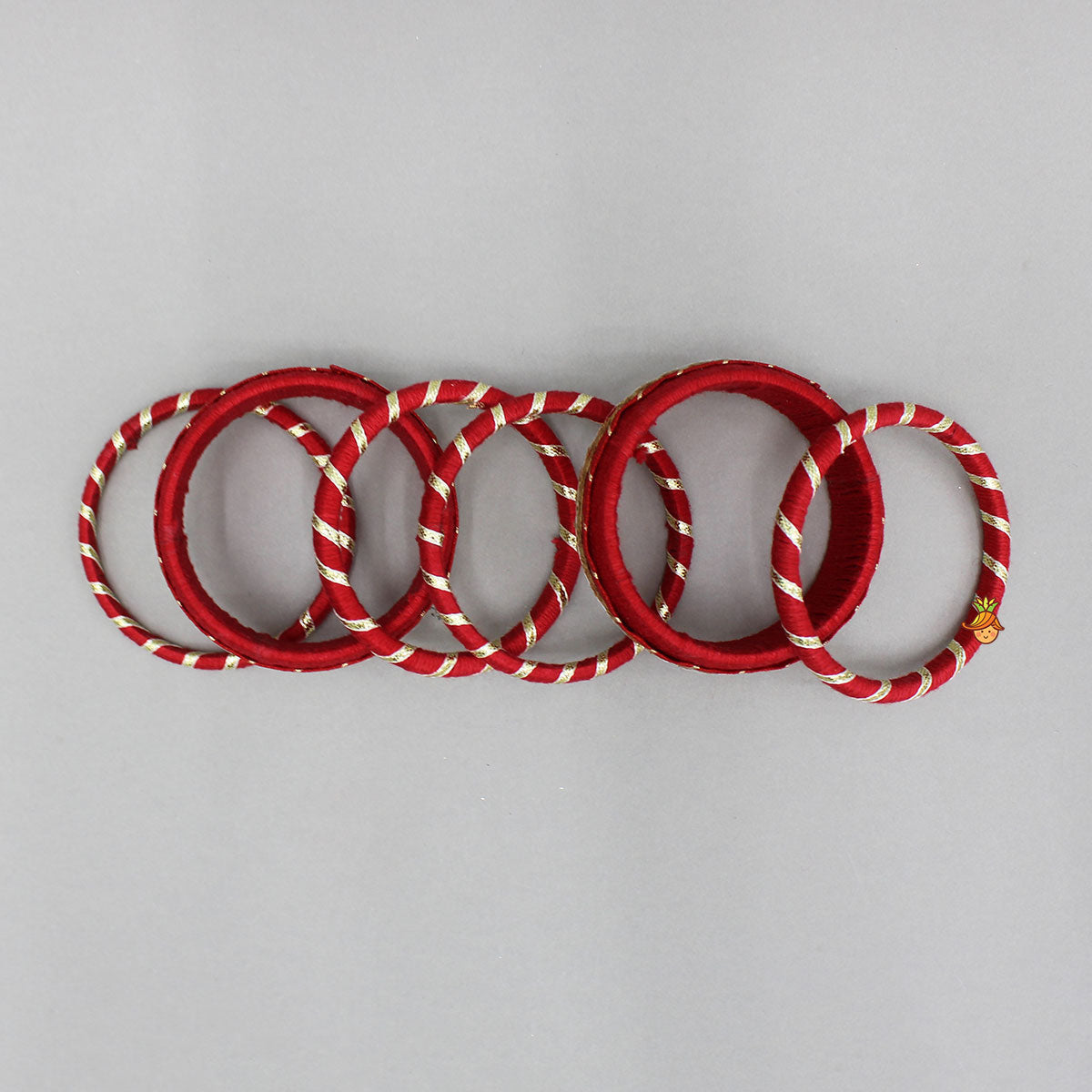 Gota Lace-Embellished Red Thread Bangles
