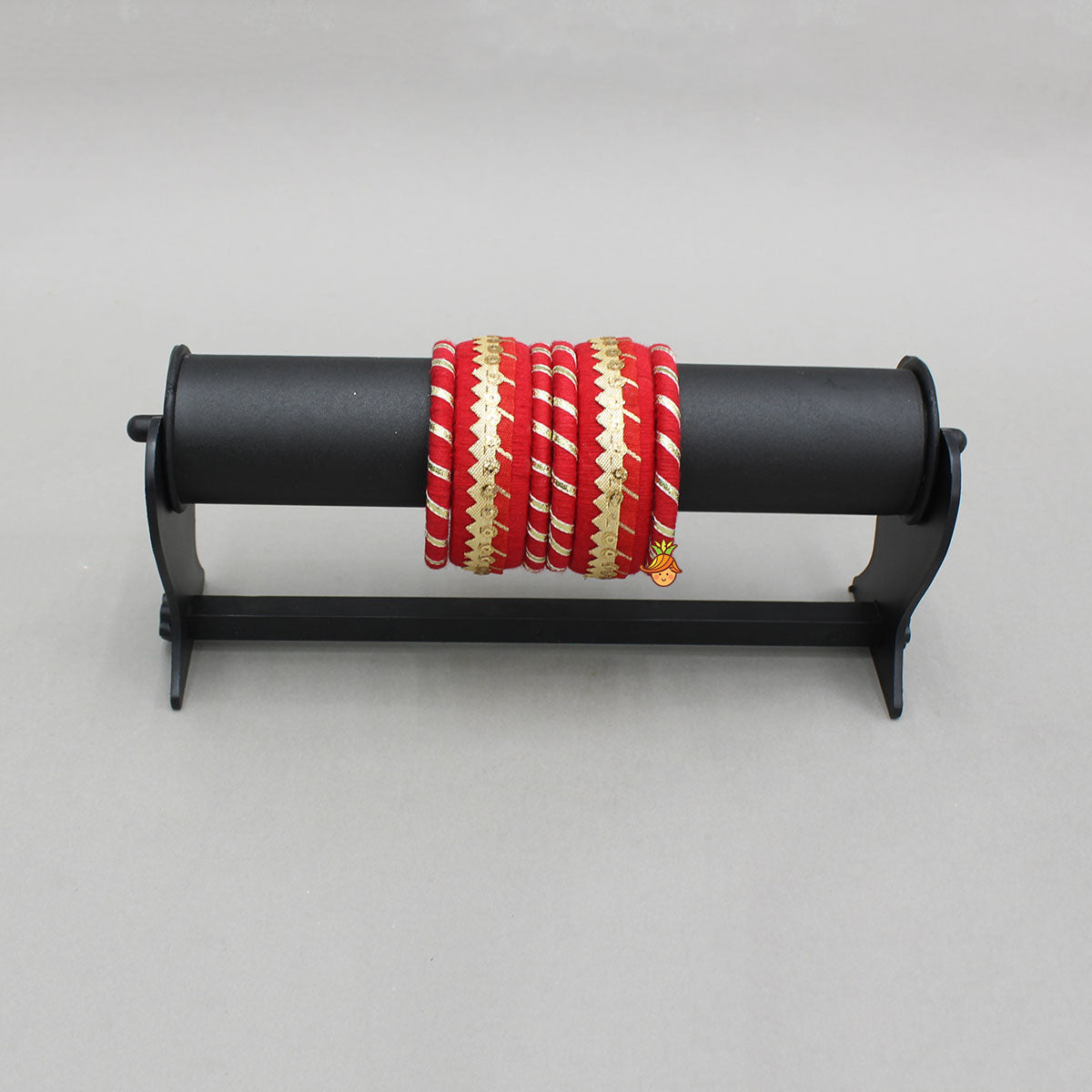 Gota Lace-Embellished Red Thread Bangles