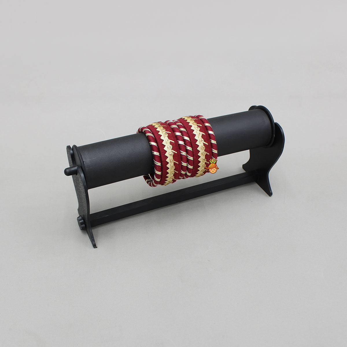 Gota Lace-Embellished Maroon Thread Bangles