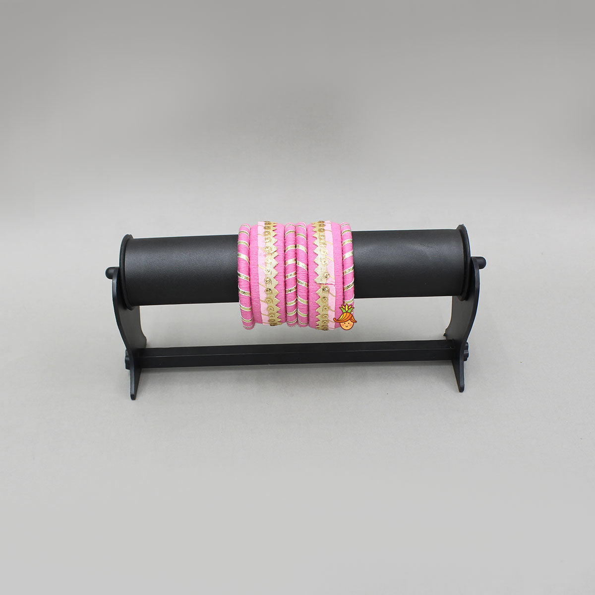 Gota Lace-Embellished Pink Thread Bangles
