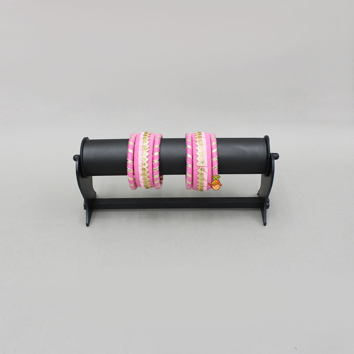 Gota Lace-Embellished Pink Thread Bangles