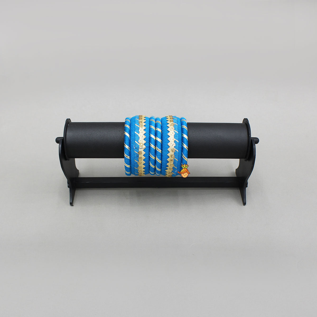 Gota Lace-Embellished Blue Thread Bangles
