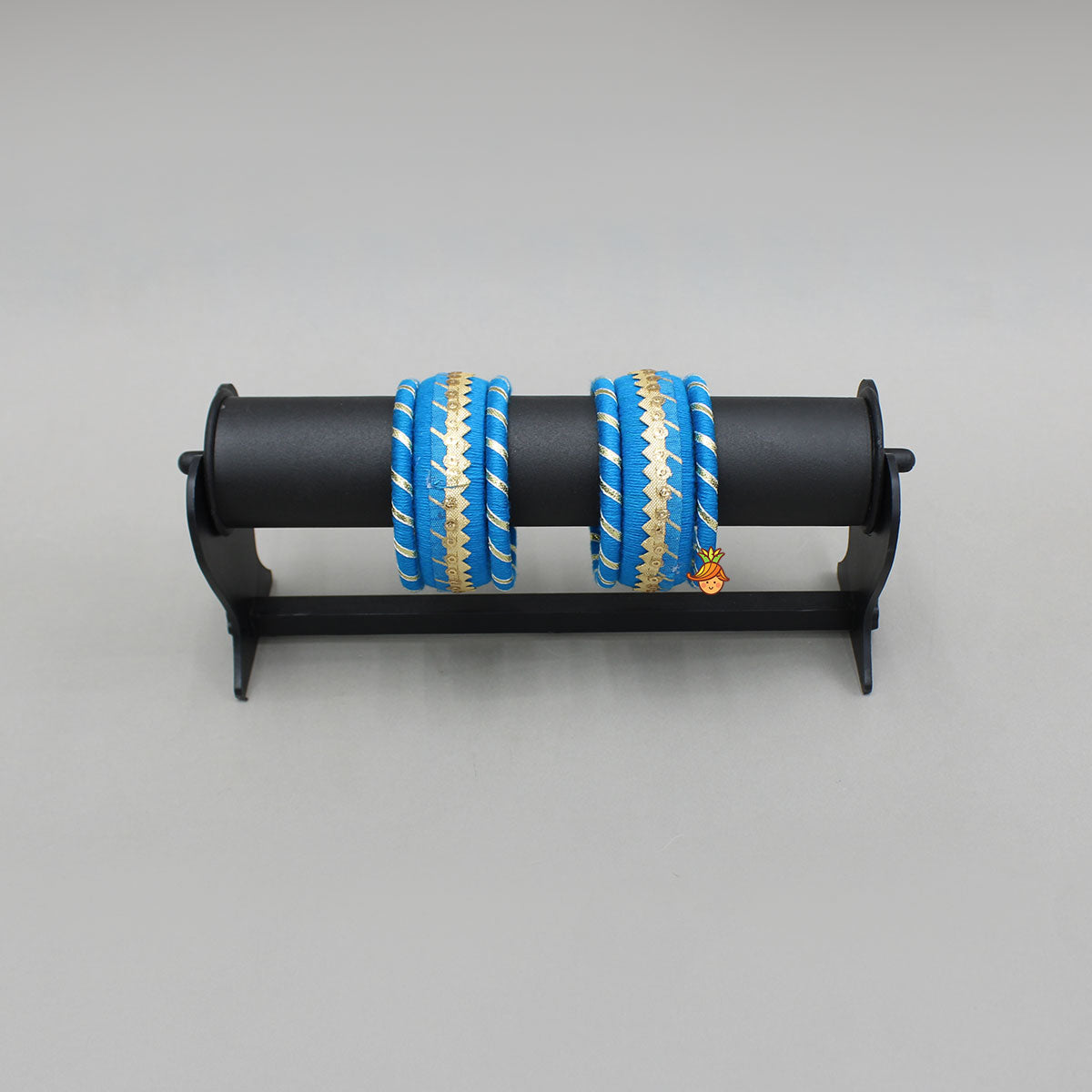 Gota Lace-Embellished Blue Thread Bangles