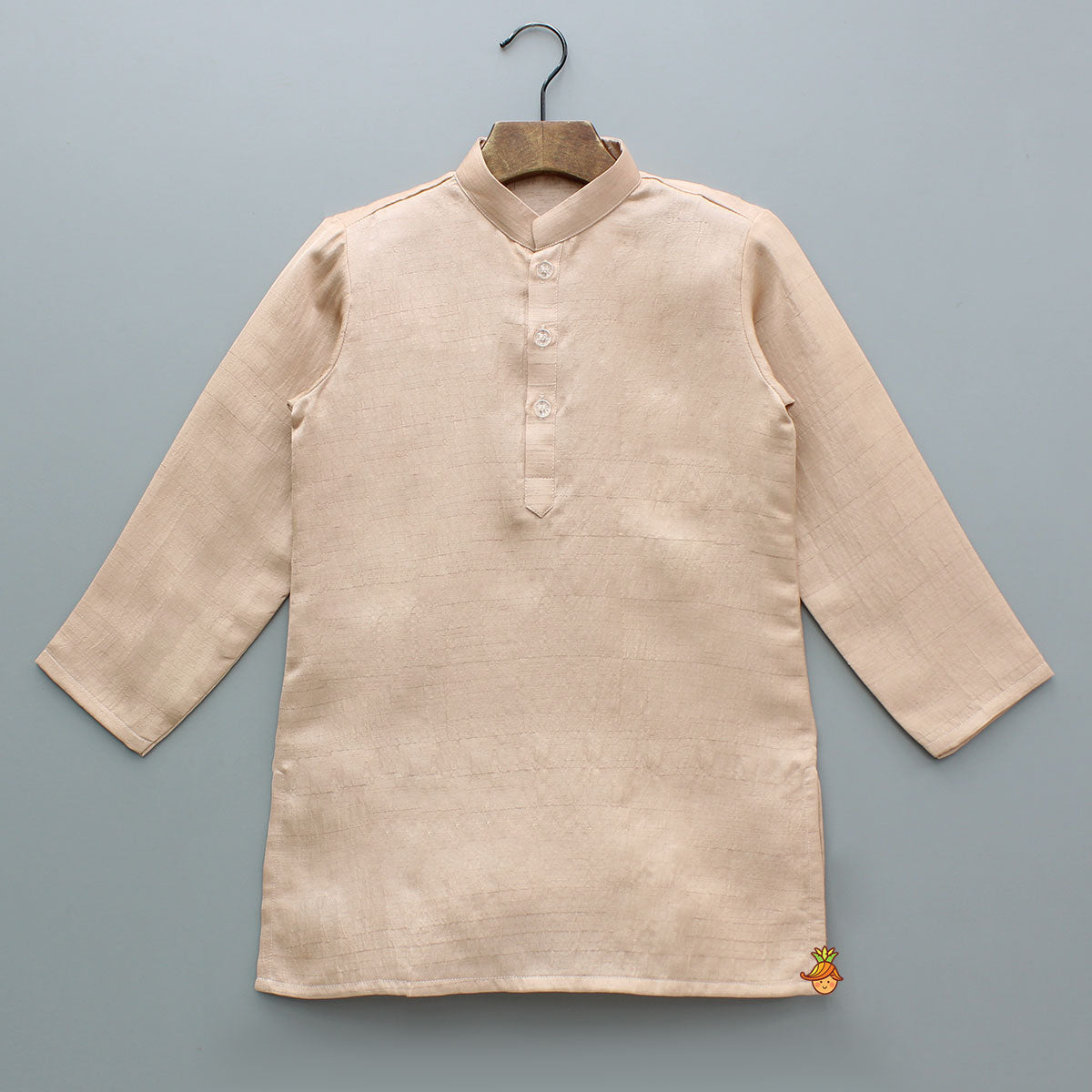 Peach Silk Kurta With Floral Embroidered Jacket And Pyjama
