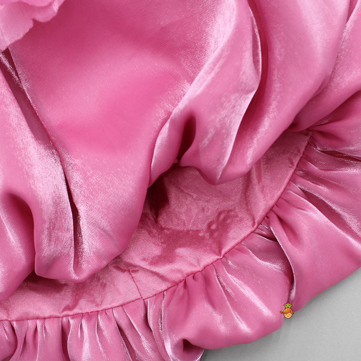 Pink Butterfly Embellished Shimmery Strappy Balloon Dress With Shimmery Hairband