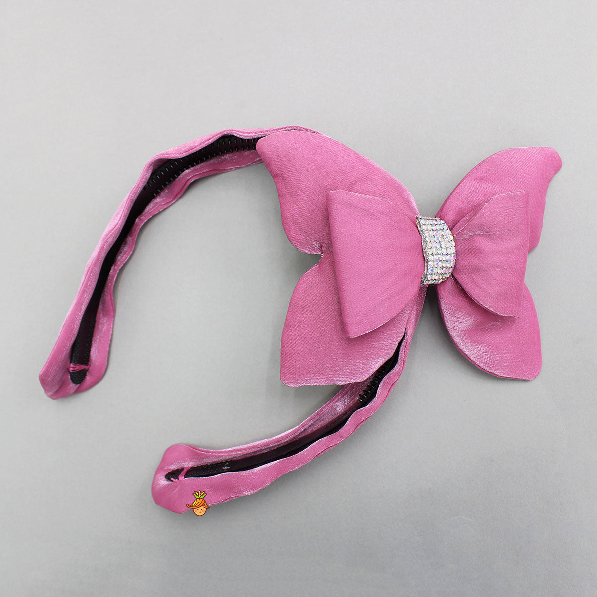 Pink Butterfly Embellished Shimmery Strappy Balloon Dress With Shimmery Hairband