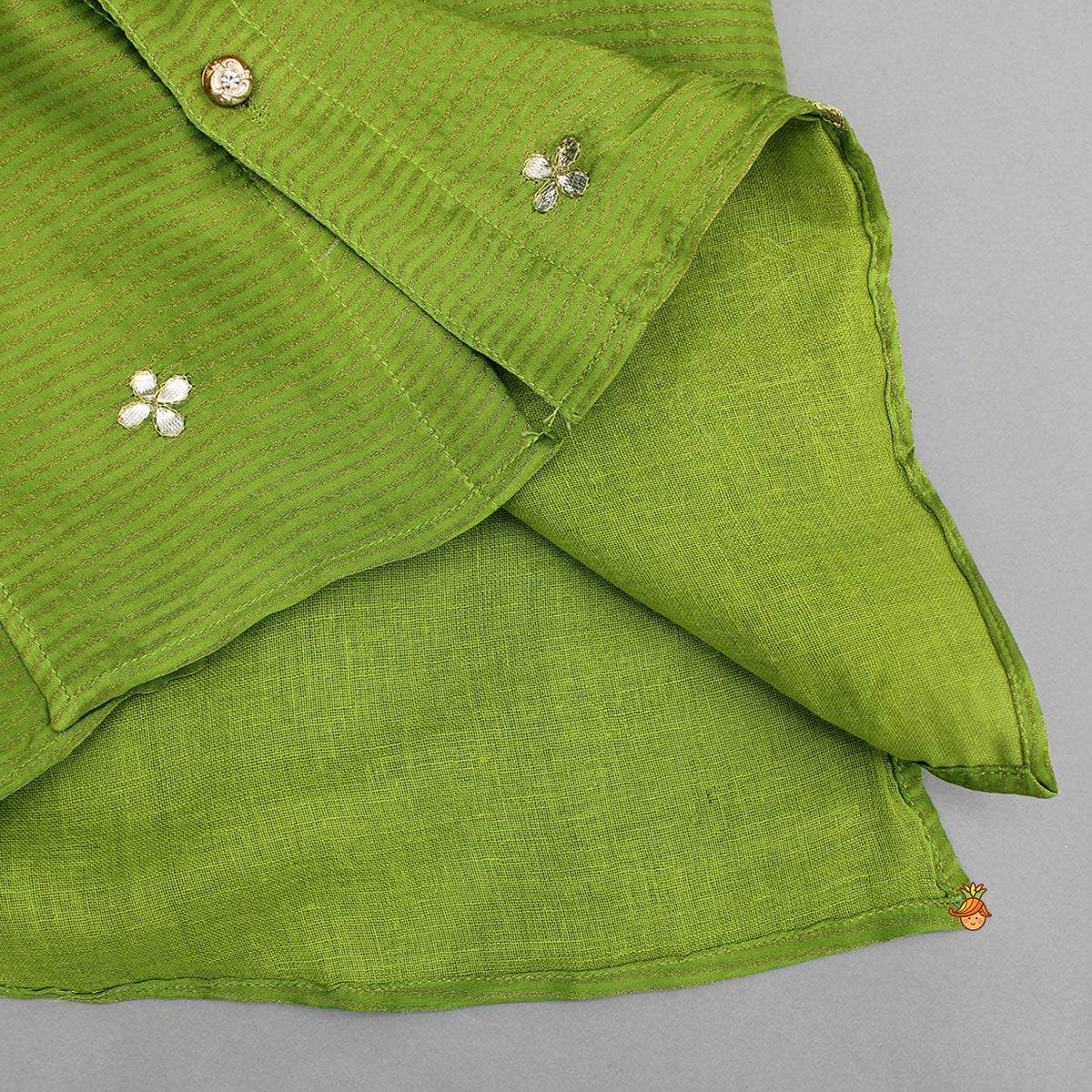 Green Stylish Floral Lace Embroidered Kurta With Dhoti