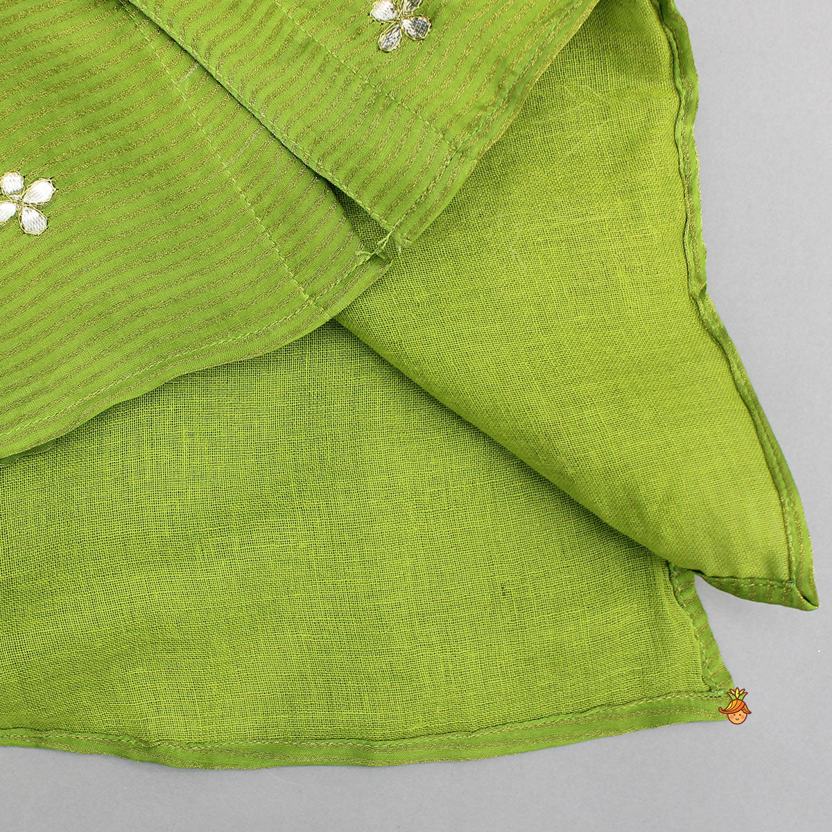 Green Motif Embroidered Ethnic Kurta With Churidar