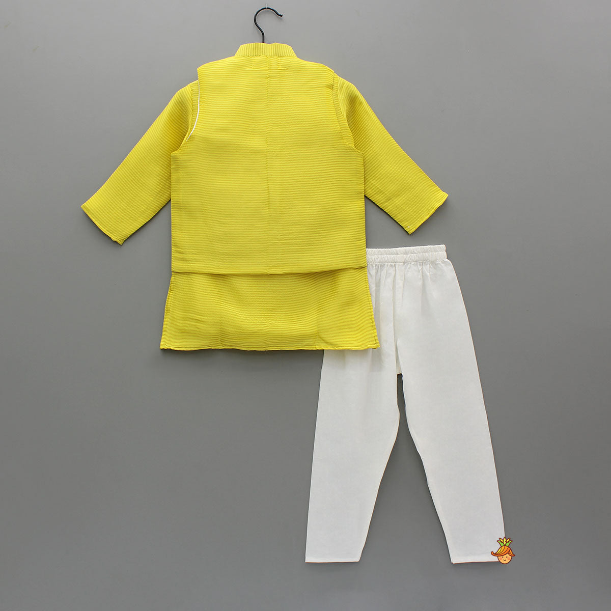Yellow Gota Work Kurta With Churidar And Jacket