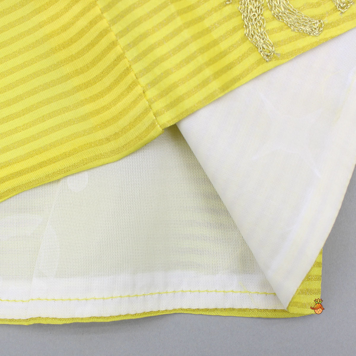 Yellow Gota Work Kurta With Churidar And Jacket