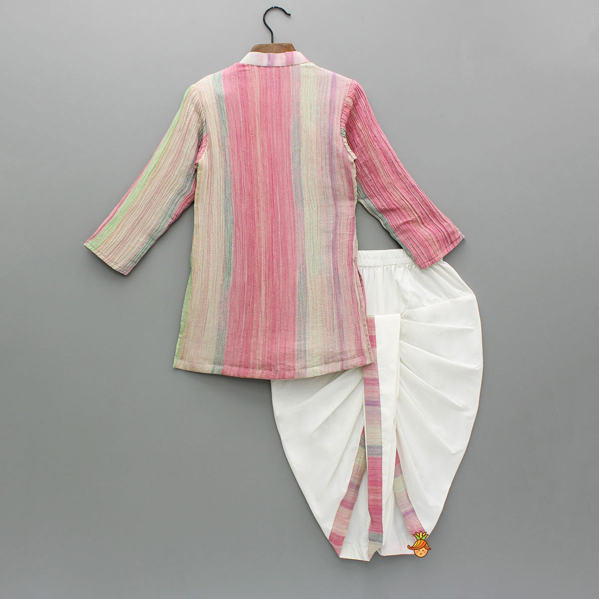 Multicolour Crush Tissue Kurta With Dhoti