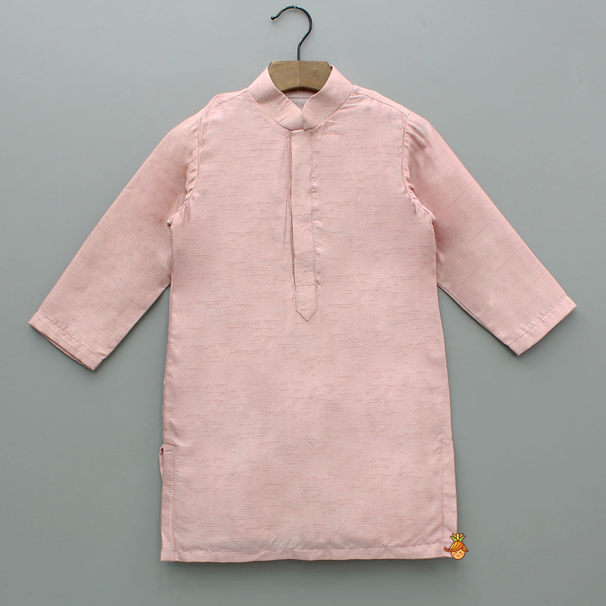 Pink Silk Kurta With Shimmery Pink Front Open Embroidered Jacket And Churidar