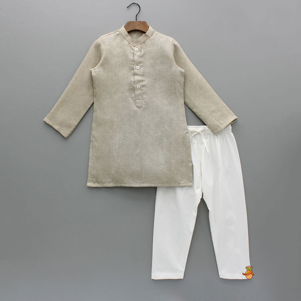 Beige Kurta With Floral Sequin Embroidered Jacket And Pyjama