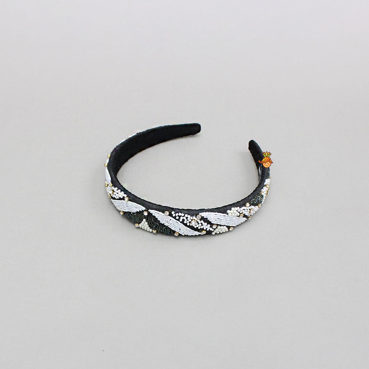 Stunning Black And White Hand Embroidered Hairband