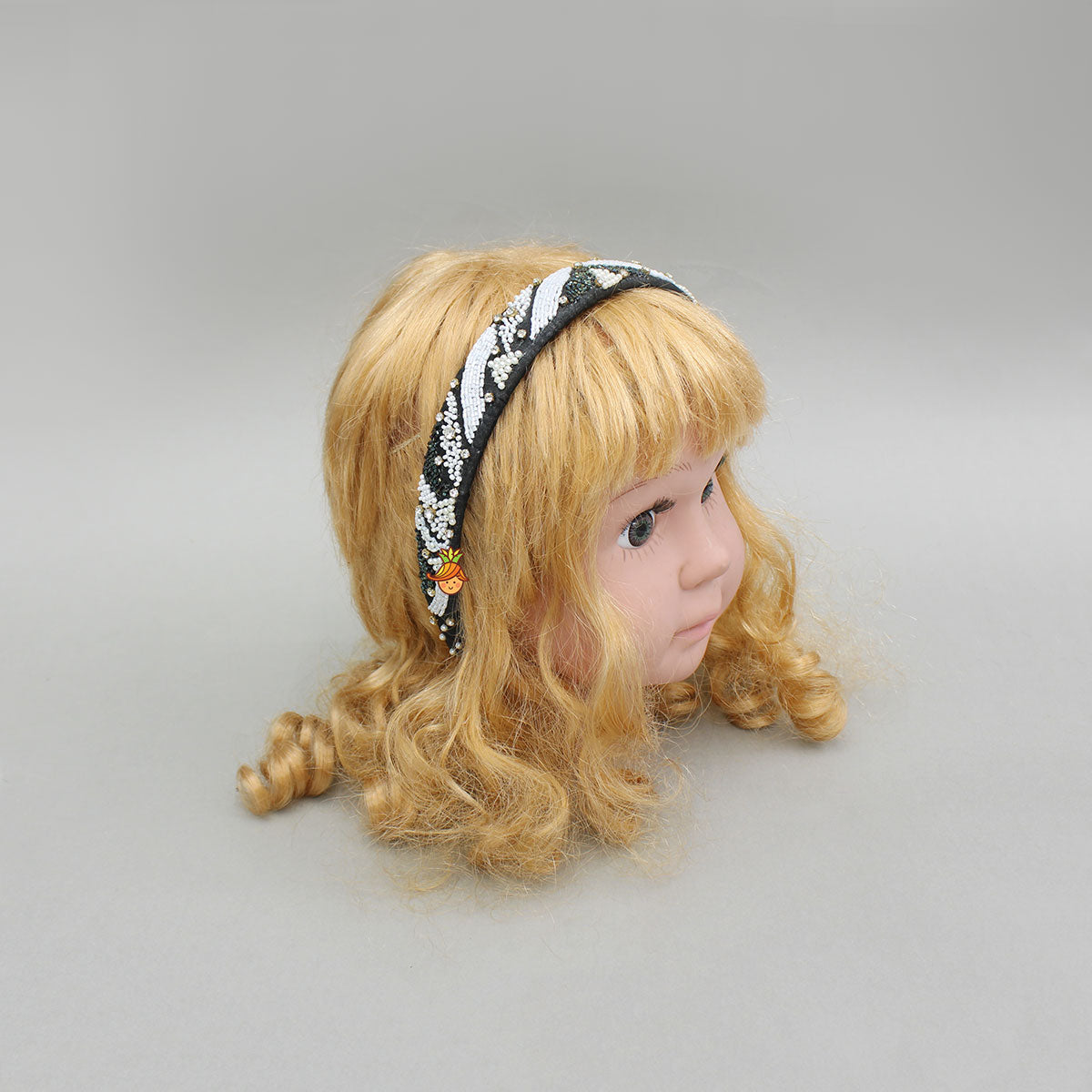 Stunning Black And White Hand Embroidered Hairband