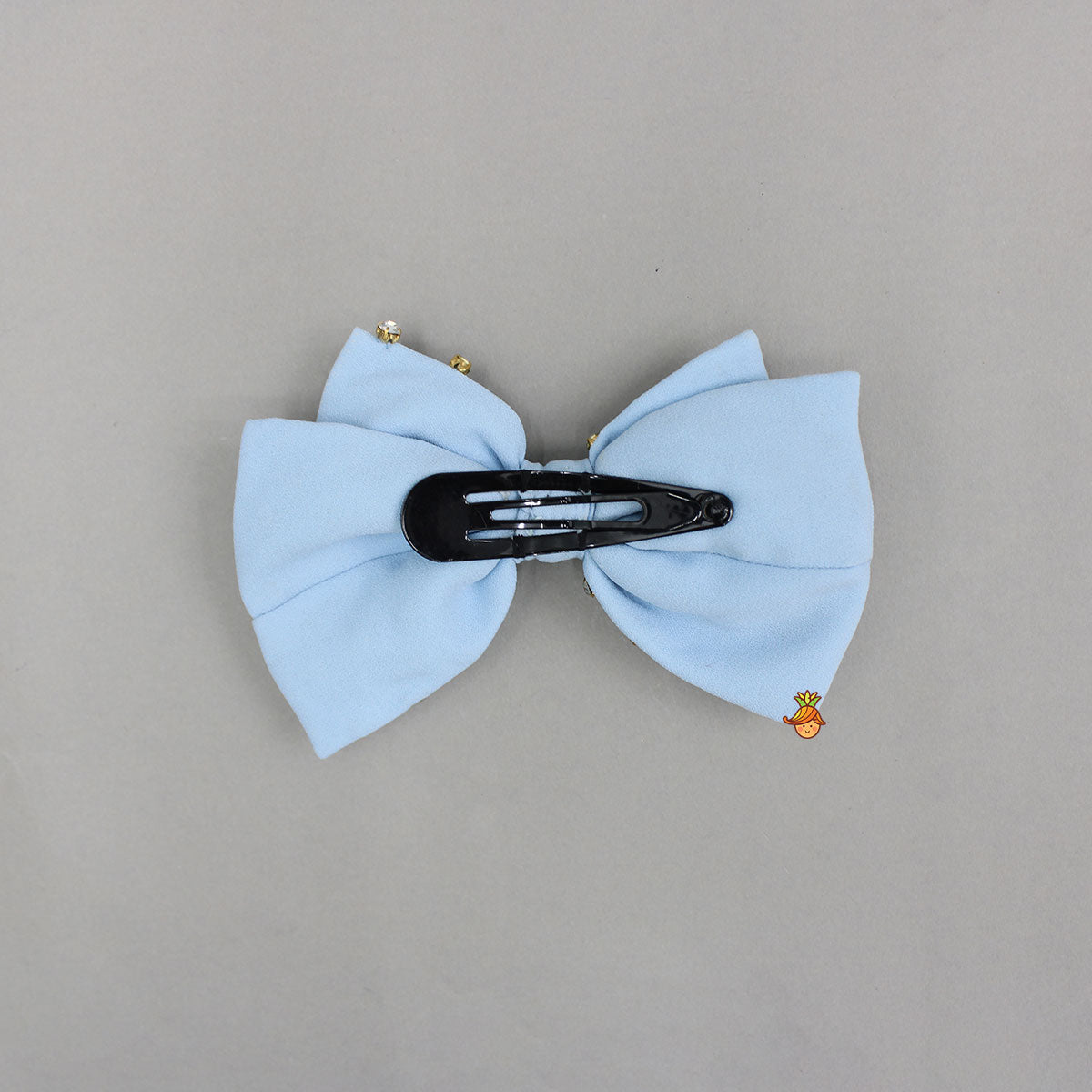 Light Blue Studded Double Bow Hair Clip