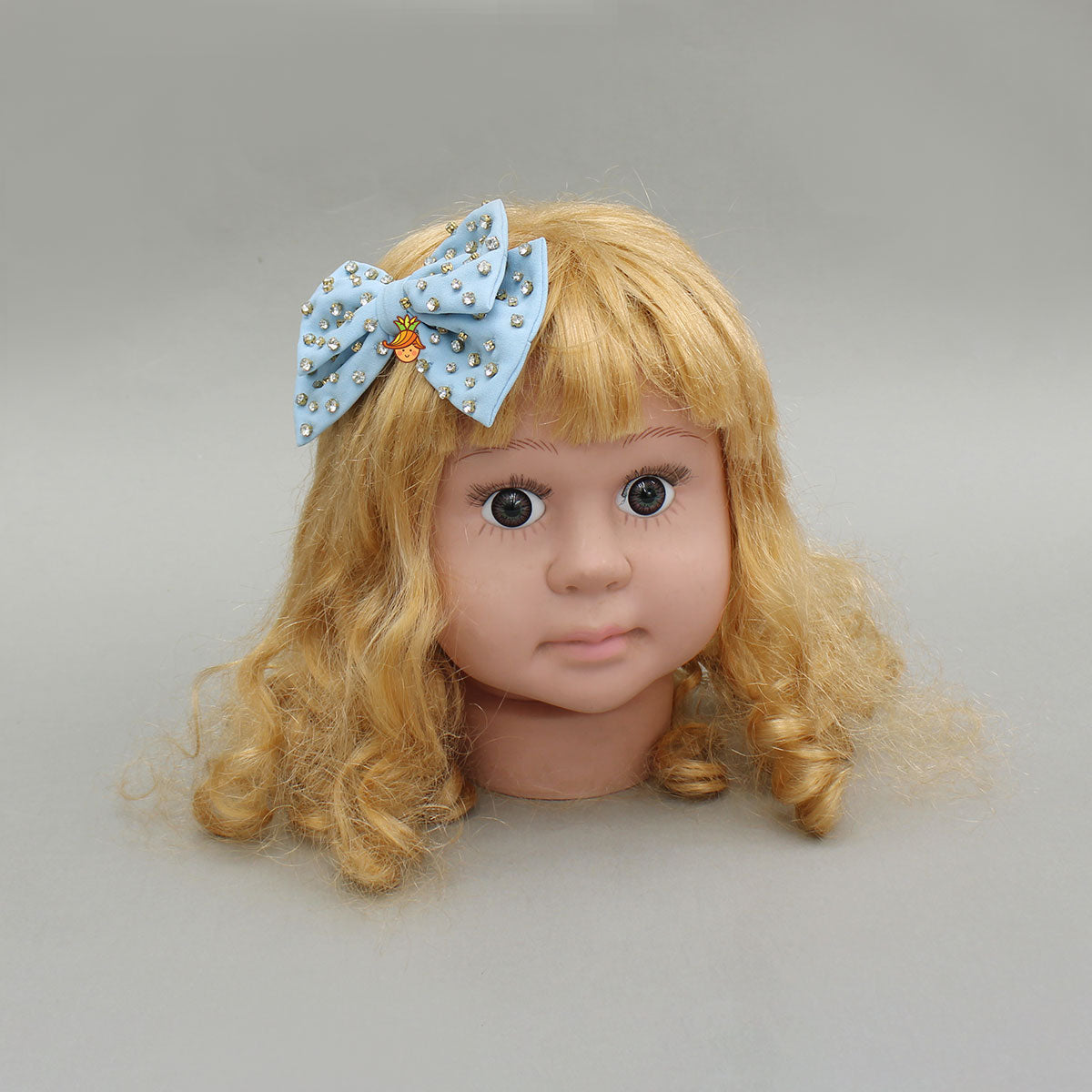Light Blue Studded Double Bow Hair Clip