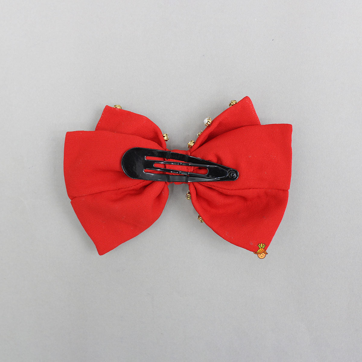 Pretty Red Studded Double Bow Hair Clip