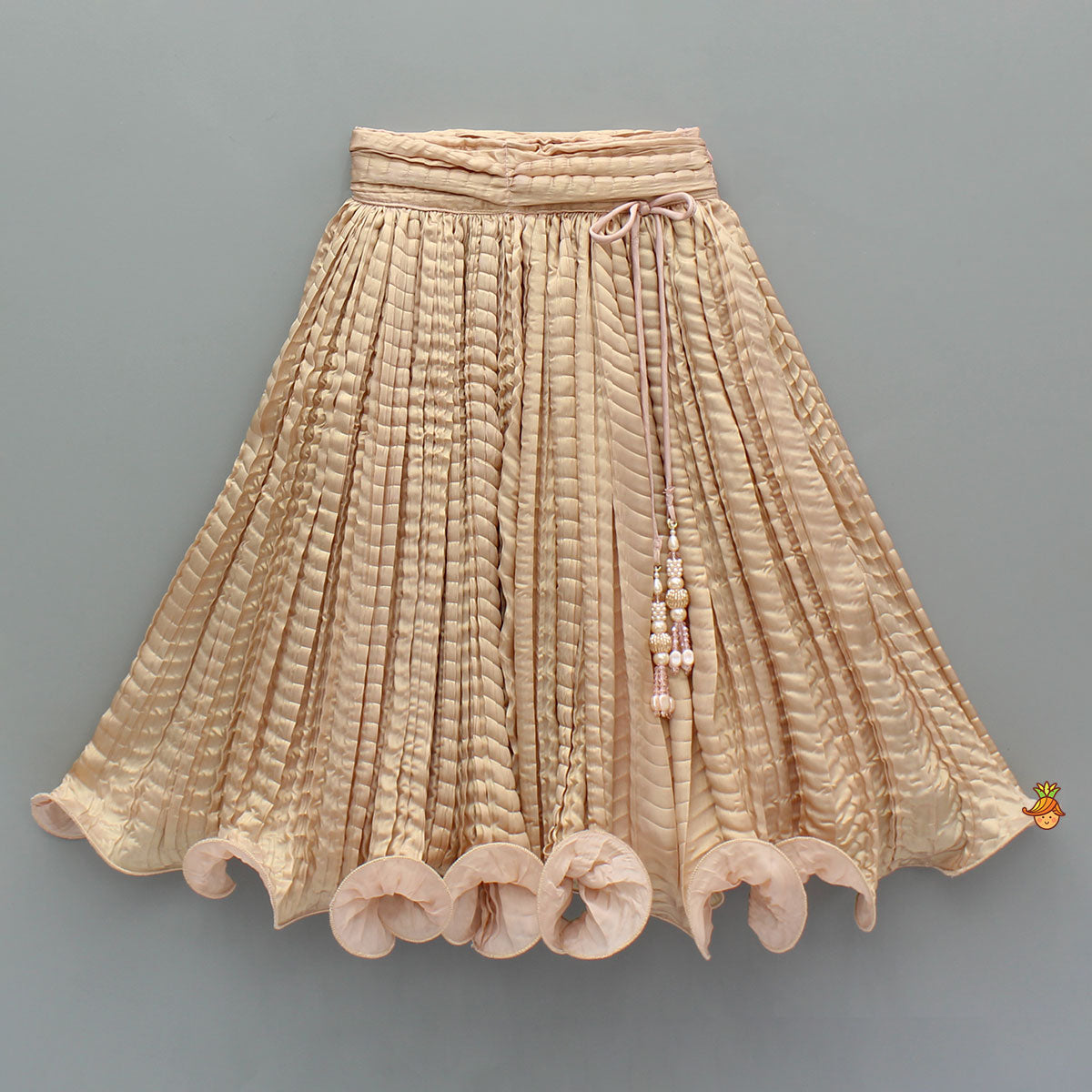 Gorgeous Shimmery Pink Draped Top With Shimmery Lehenga