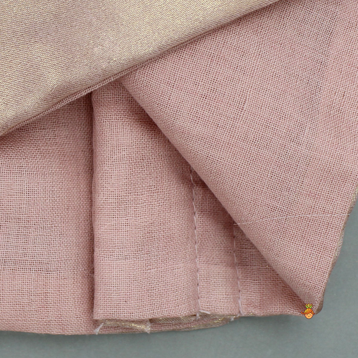 Gorgeous Shimmery Pink Draped Top With Shimmery Lehenga