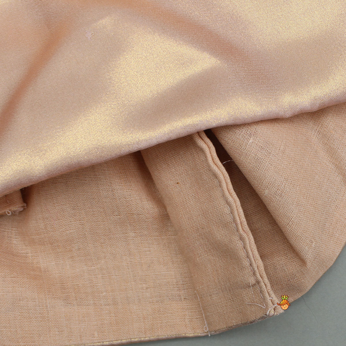 Gorgeous Shimmery Pink Draped Top With Shimmery Lehenga