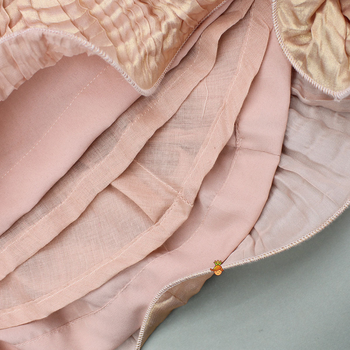 Gorgeous Shimmery Pink Draped Top With Shimmery Lehenga