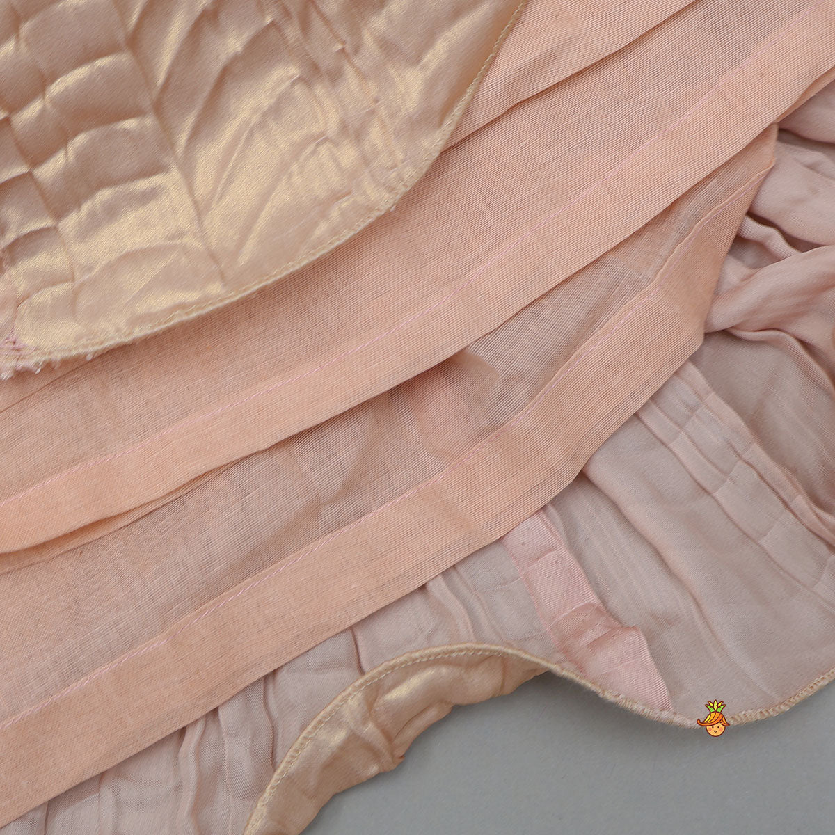 Gorgeous Shimmery Draped Top With Shimmery Lehenga