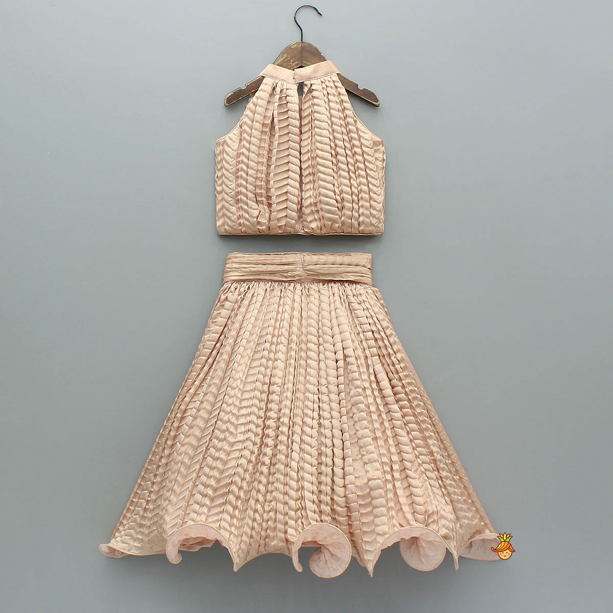 Beautiful Shimmery Halter Neck Top With Lehenga