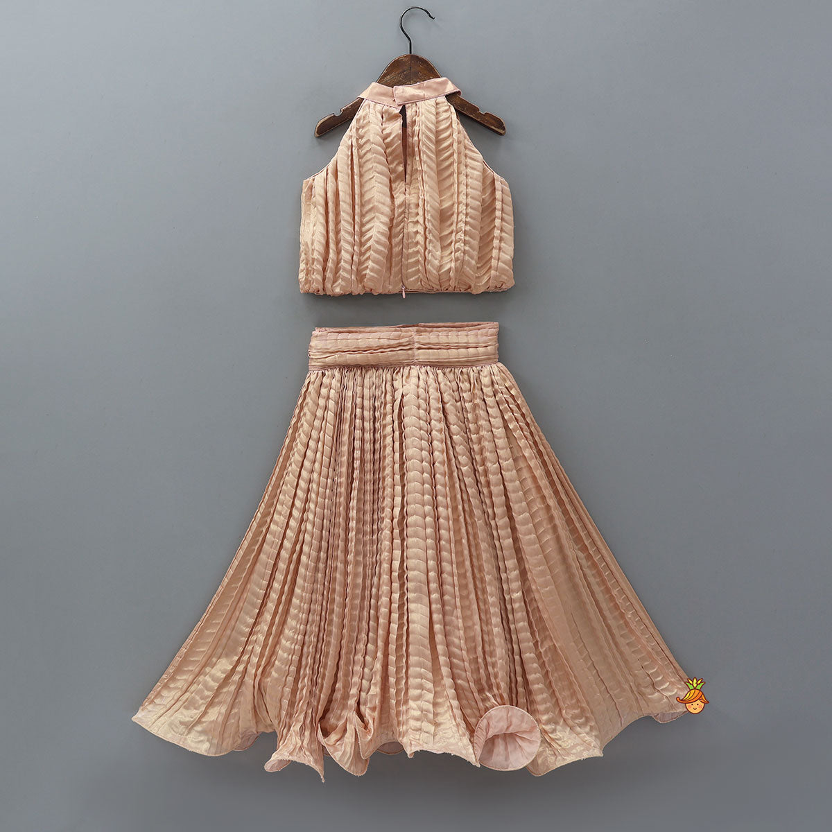 Beautiful Shimmery Halter Neck Top With Lehenga