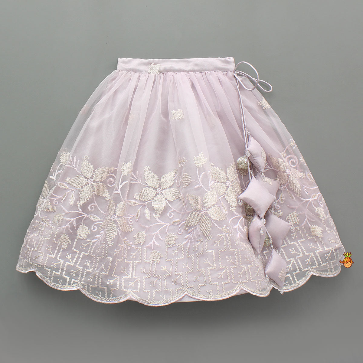 Lilac Organza Crop Top With Lehenga