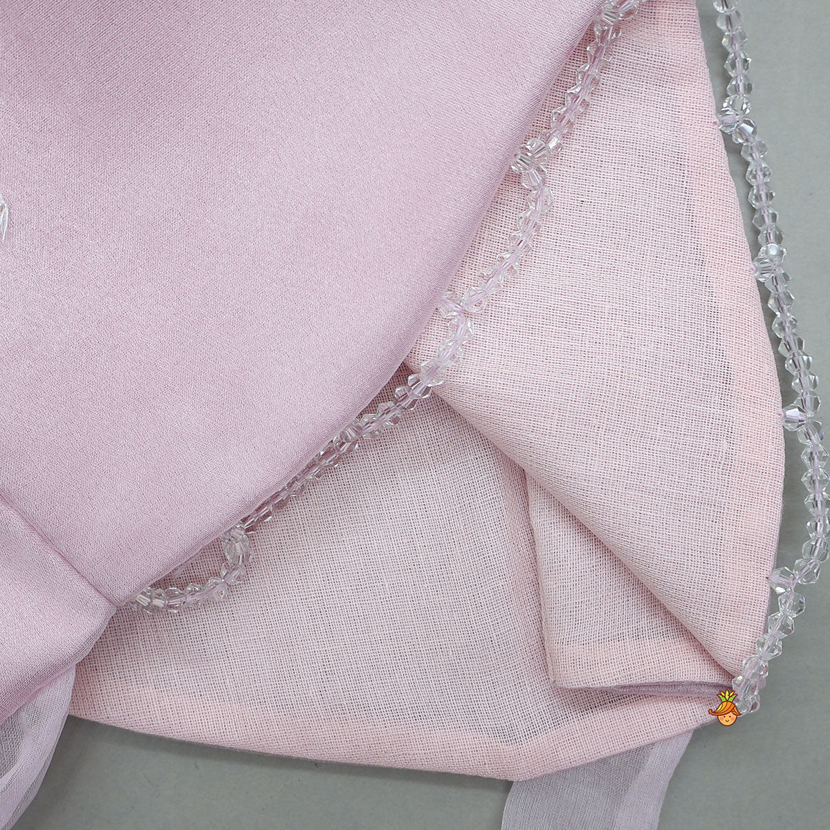 Pink Organza Crop Top With Lehenga