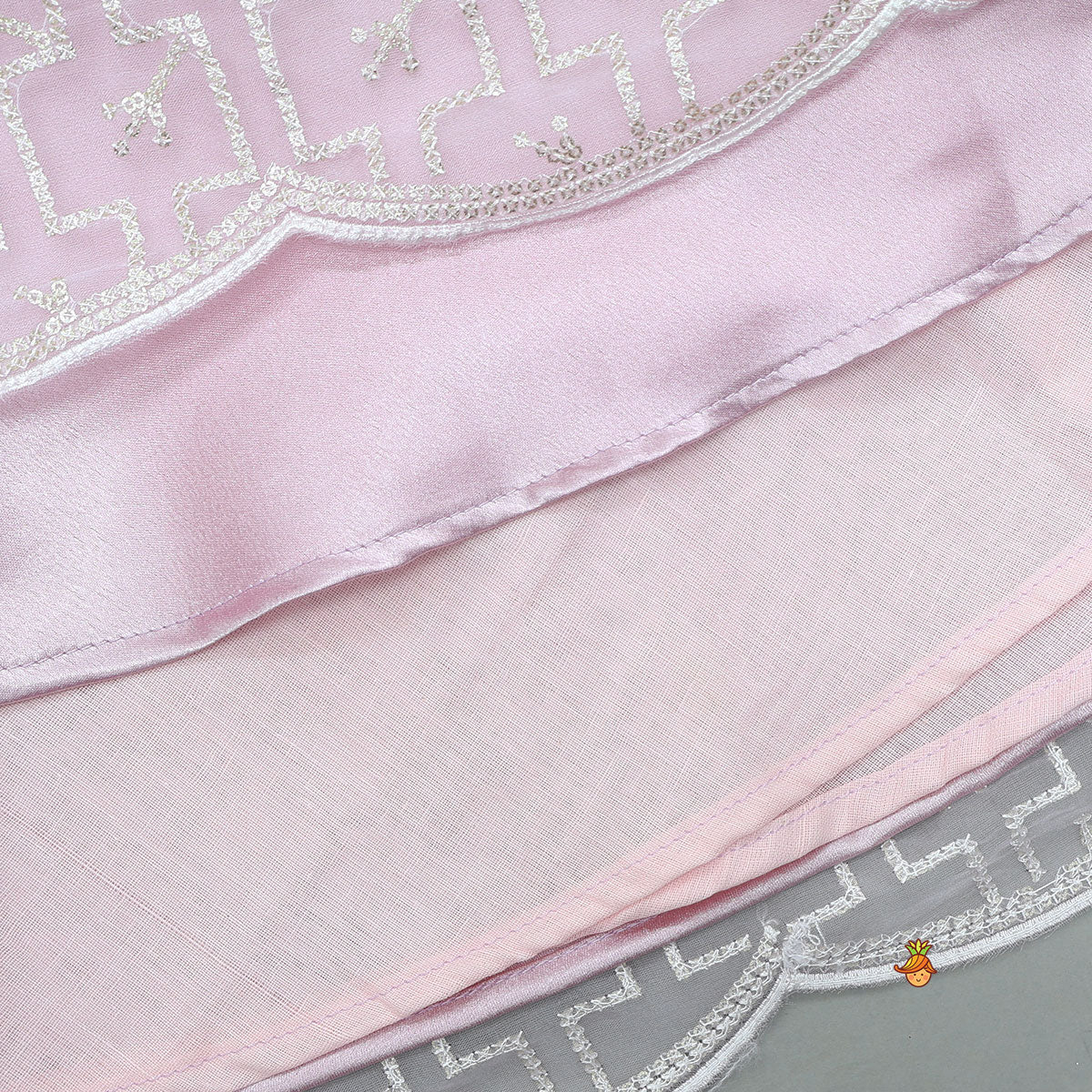 Pink Organza Crop Top With Lehenga