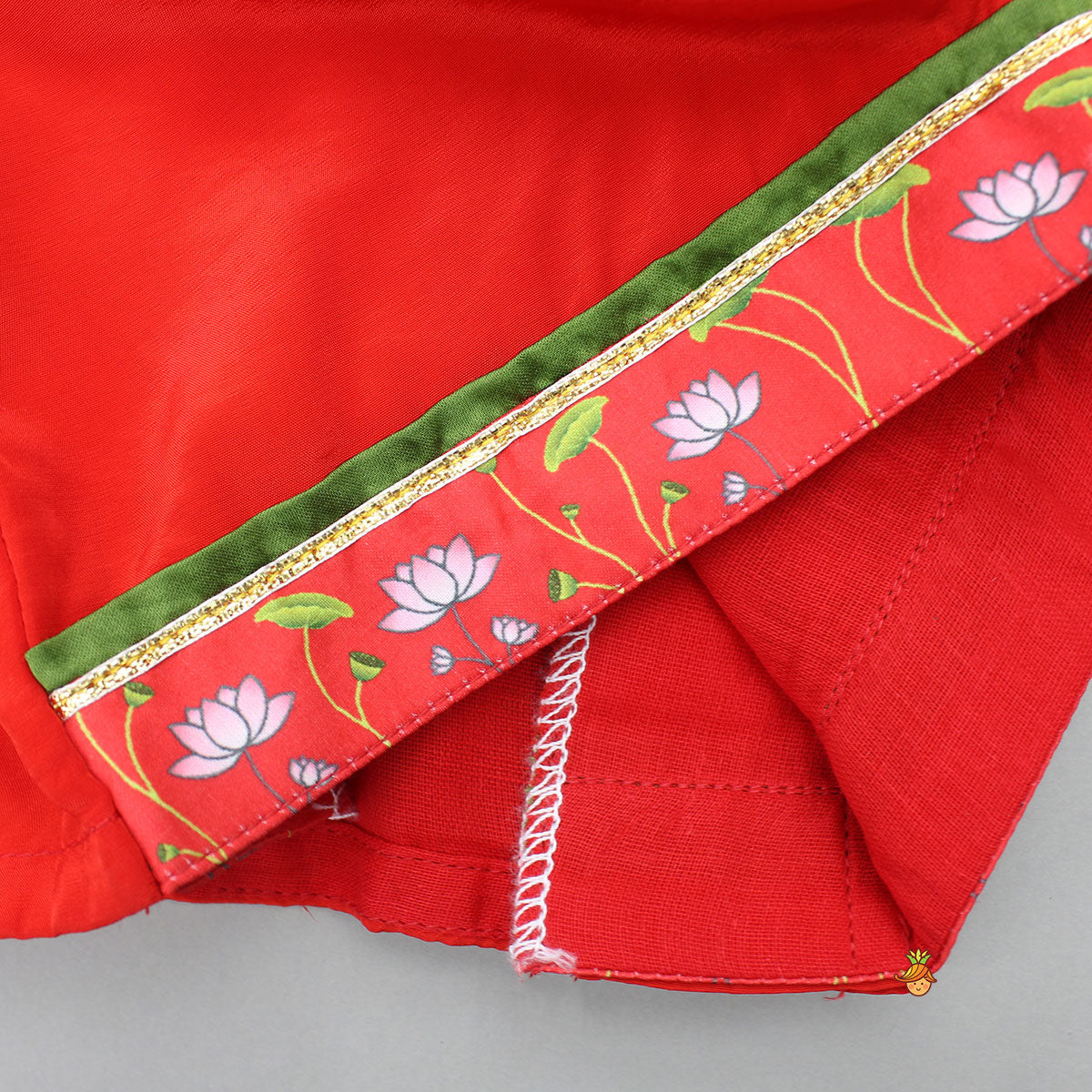 Red Applique Top With Matching Lehenga And Dupatta