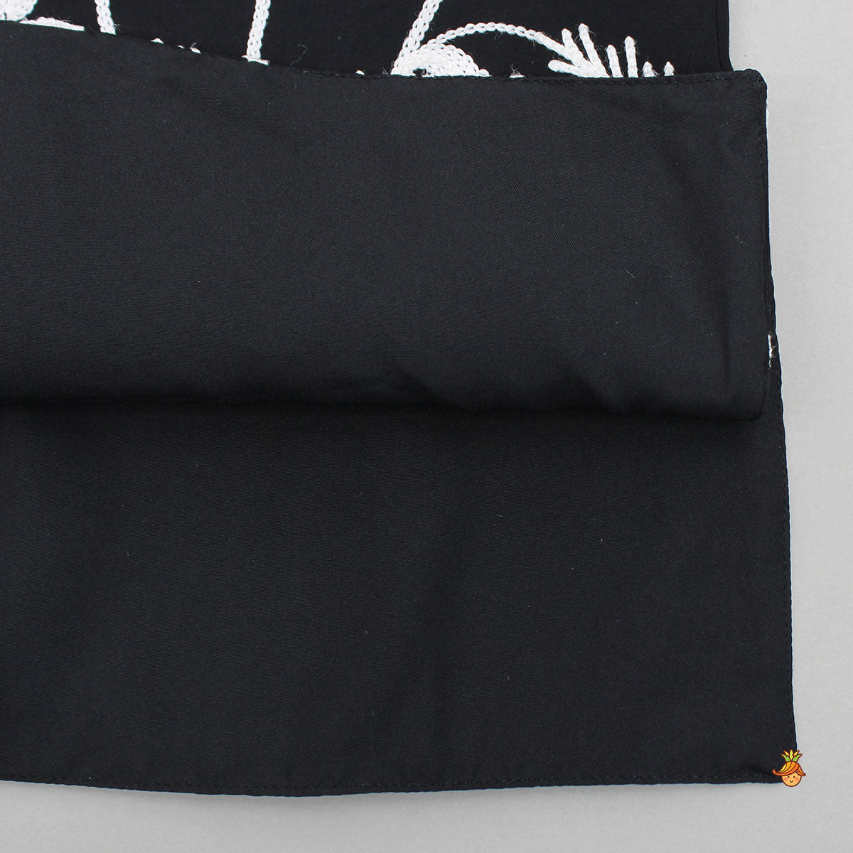 Stunning Black Asymmetric Floral Embroidered Kurta With Pyjama
