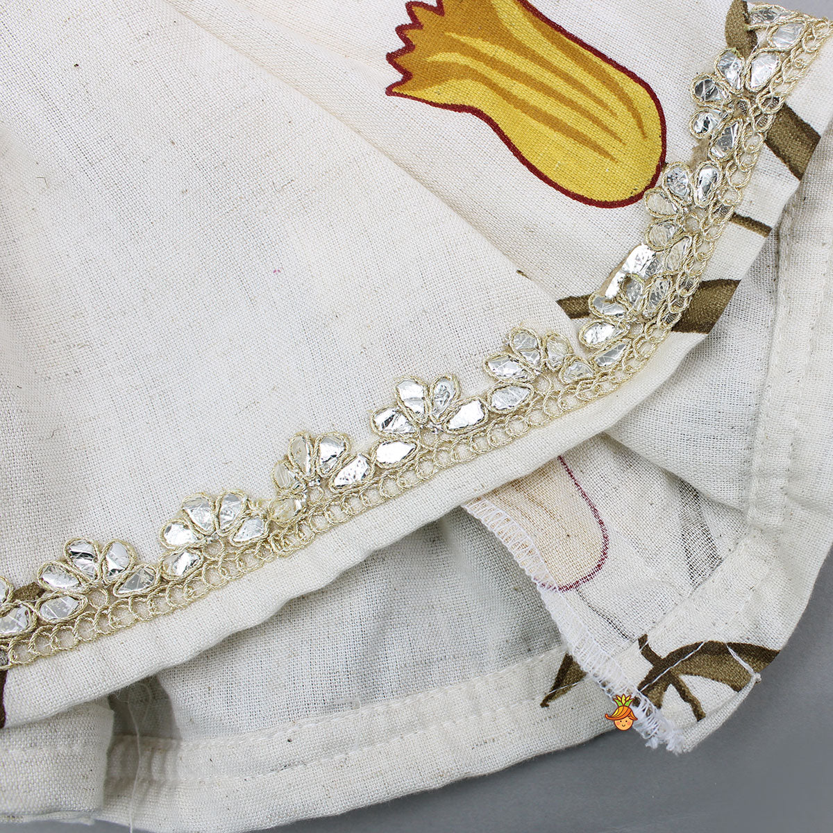 Yellow Tulip Printed Strappy Off White Kurti With Printed Sharara And Dupatta