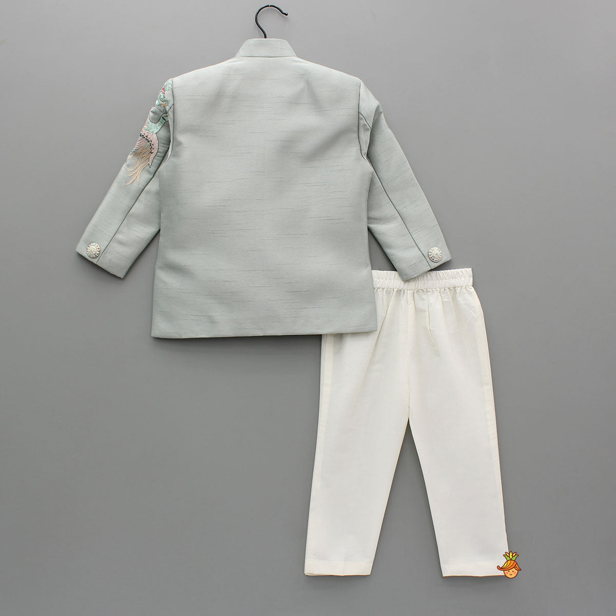 Grey Beautiful Embroidered Sherwani With Cream White Pyjama
