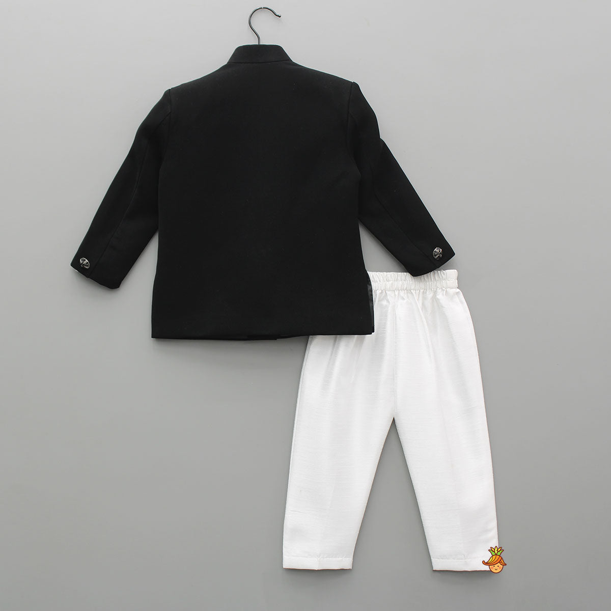 Black Ethnic Embroidered Sherwani With Pyjama
