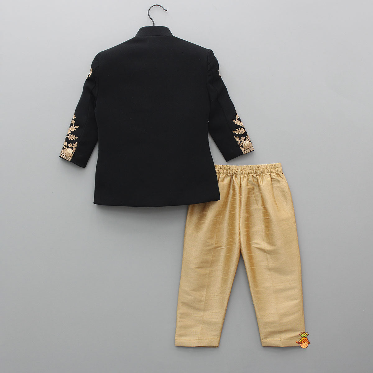Black Embroidered Sherwani With Pyjama
