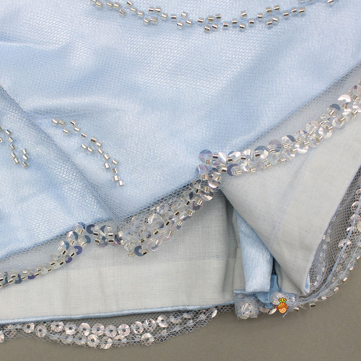Cute Butterfly Embroidered Blue Top With Embellished Lehenga And Hairband