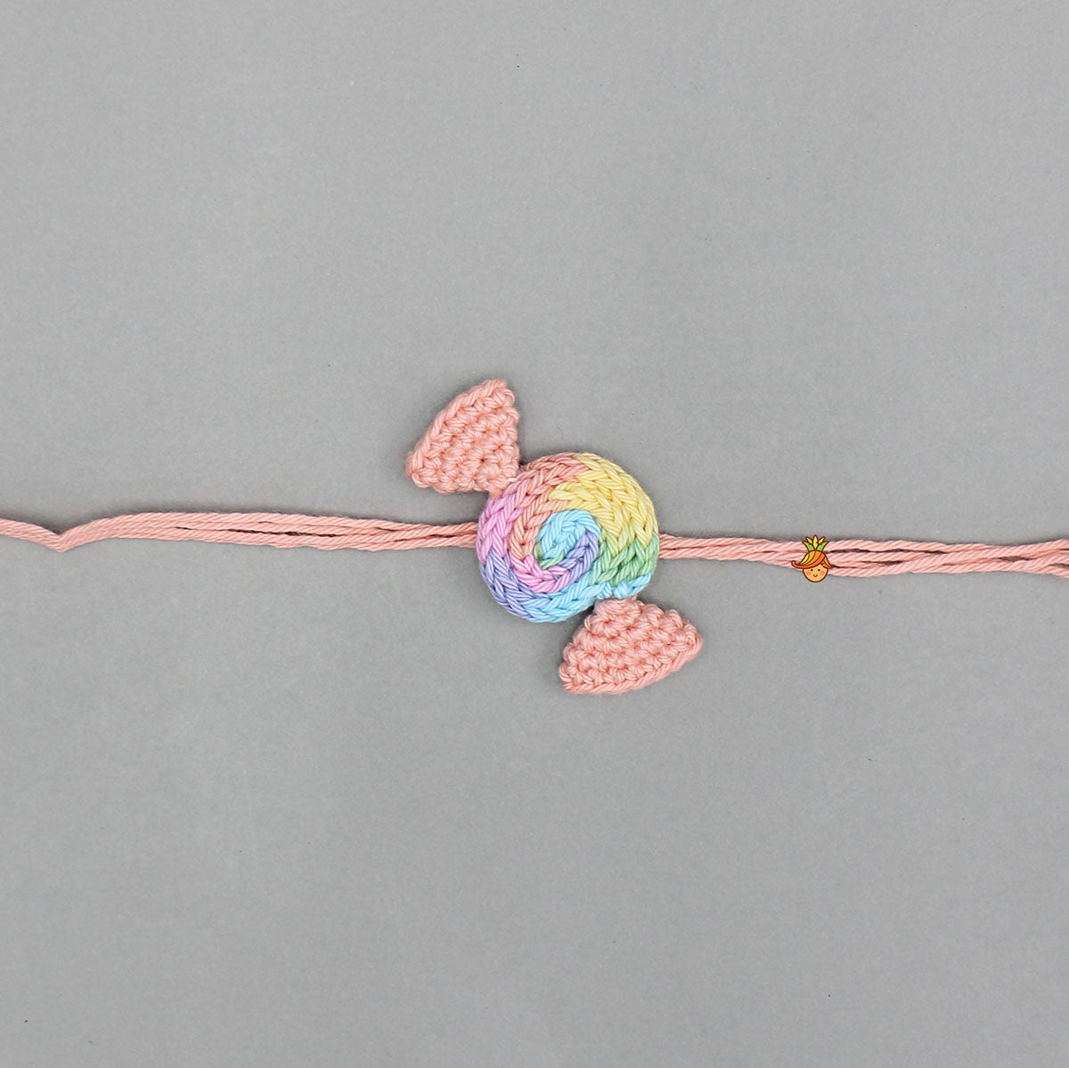 Crochet Candy Swirl Peach Rakhi