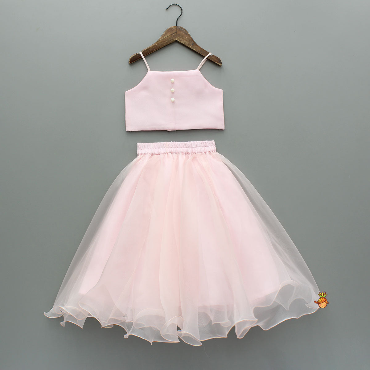 Pretty Pink Strappy Top With Floral Hand Embroidered Jacket And Flared Lehenga