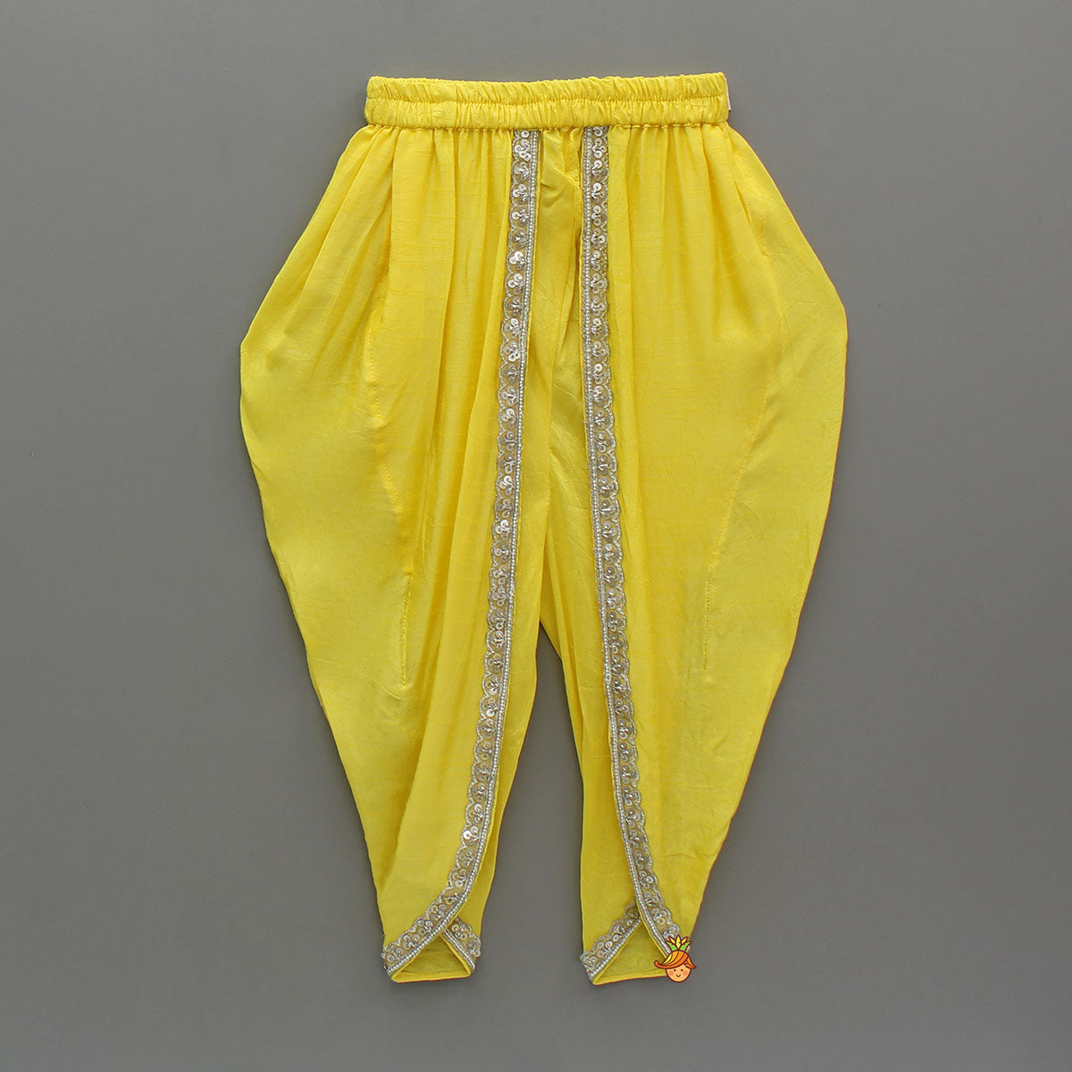 Yellow Sequin Embroidered Sleeveless Kurti With Dhoti And Dupatta