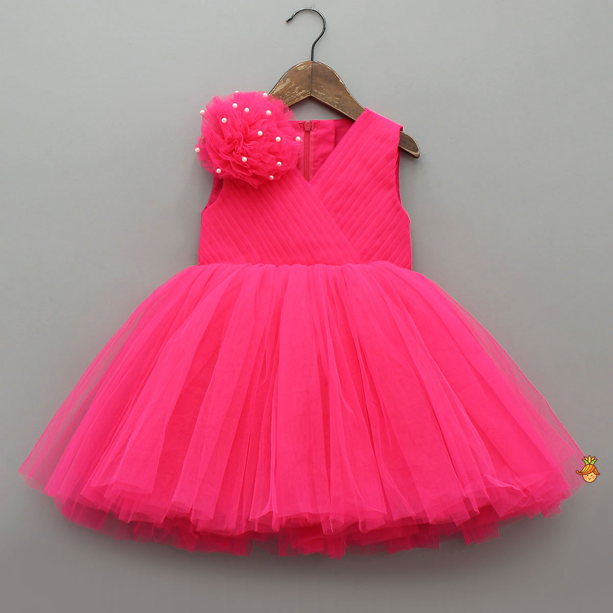 Flower Adorned Dress With Detachable Butterfly Wings