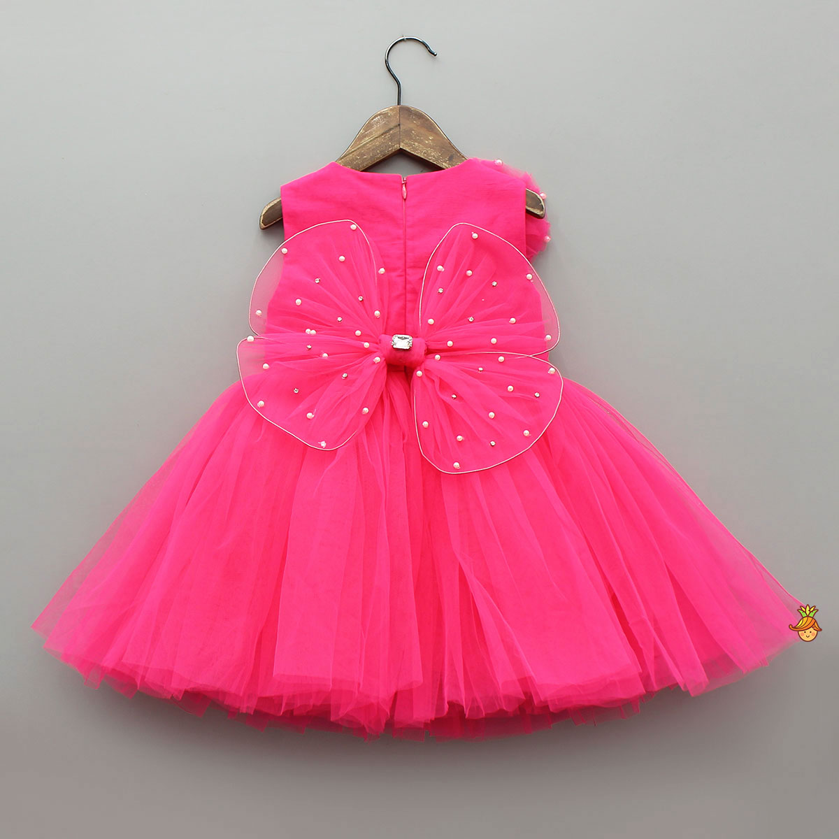 Flower Adorned Dress With Detachable Butterfly Wings