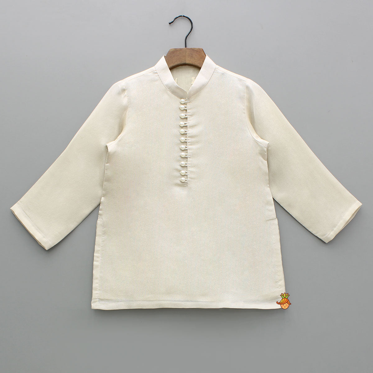 Shimmery Ivory Kurta With Front Open Gota Embroidered Jacket And Pyjama