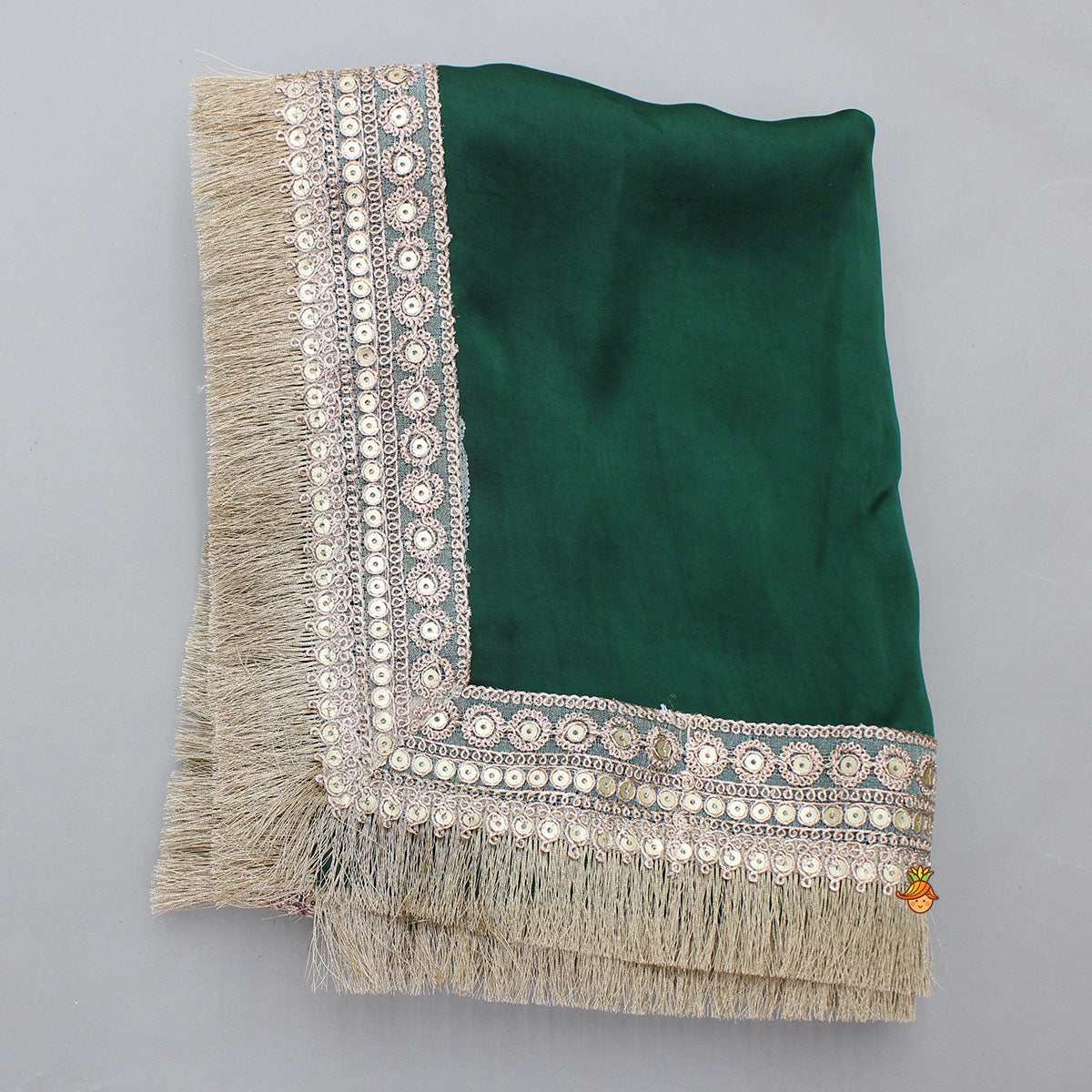 Elegant Green Strappy Lace Detailed Kurti With Tiered Sharara And Dupatta