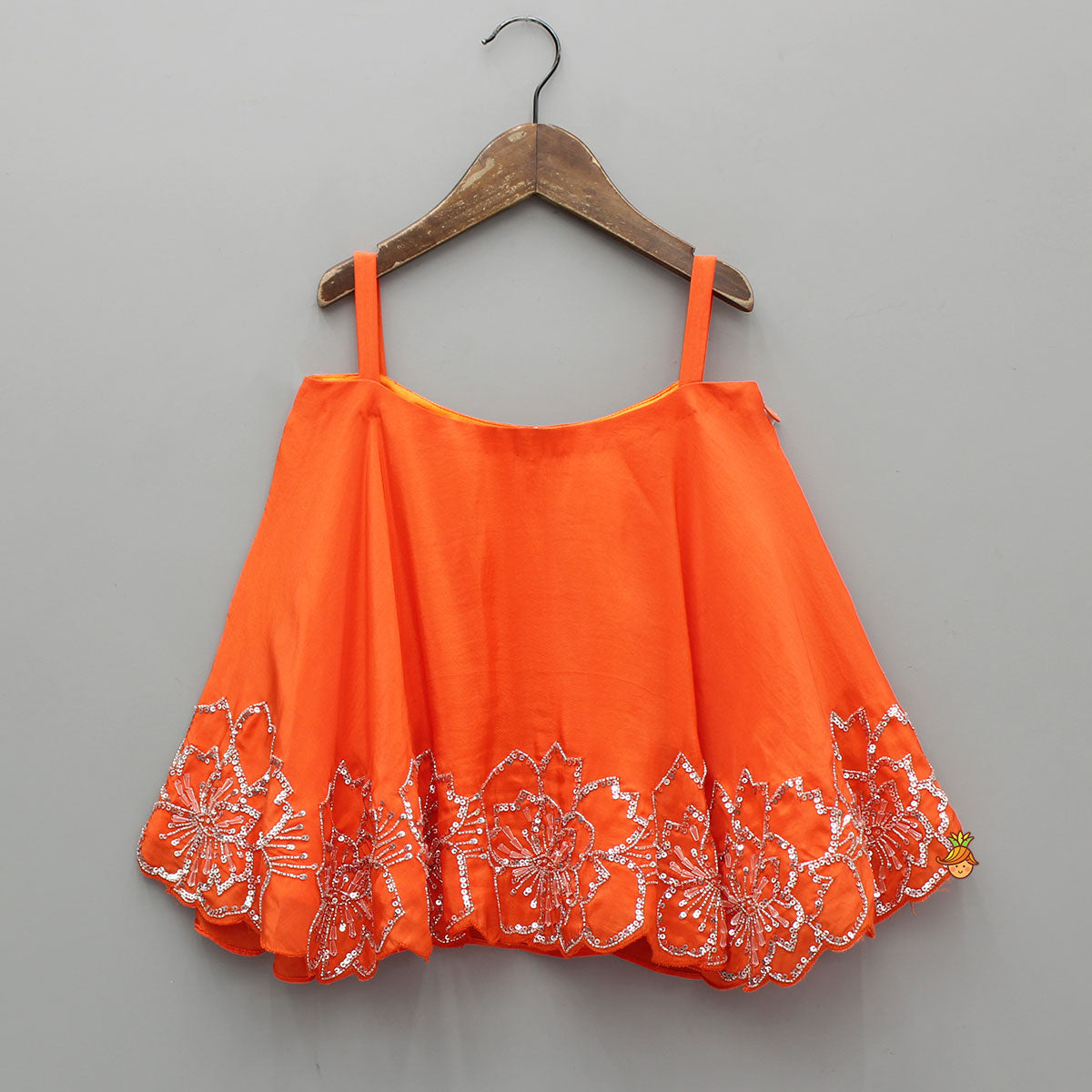 Orange Strappy Kurti With Palazzo And Dupatta
