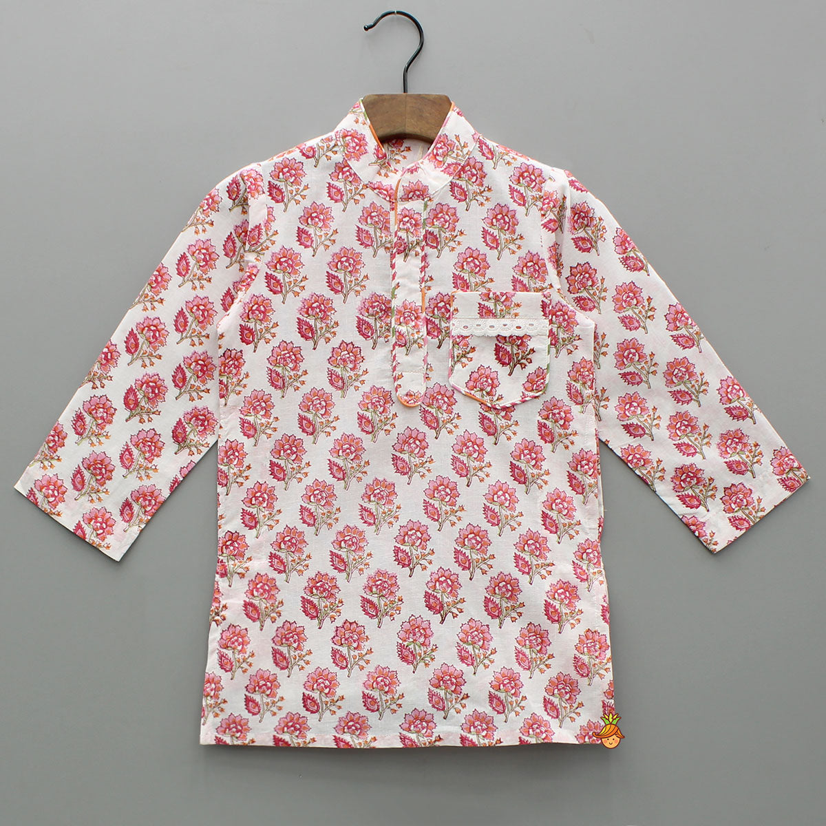 Floral Hand Block Printed Cotton Kurta With Pyjama