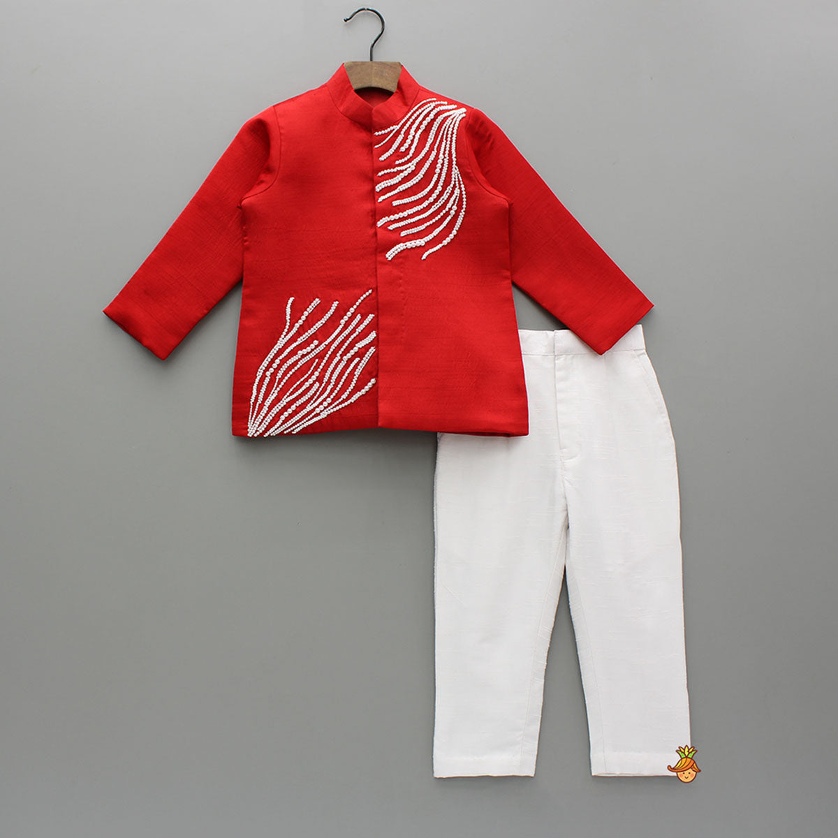 Stunning Red Embroidered Sherwani With Pants